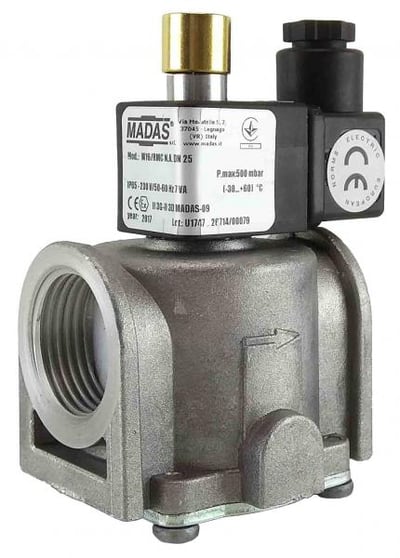 Електромагнітний клапан газовий MADAS M16/RMC N.C. DN25 Р0,5 (муфтовий) Н.З.