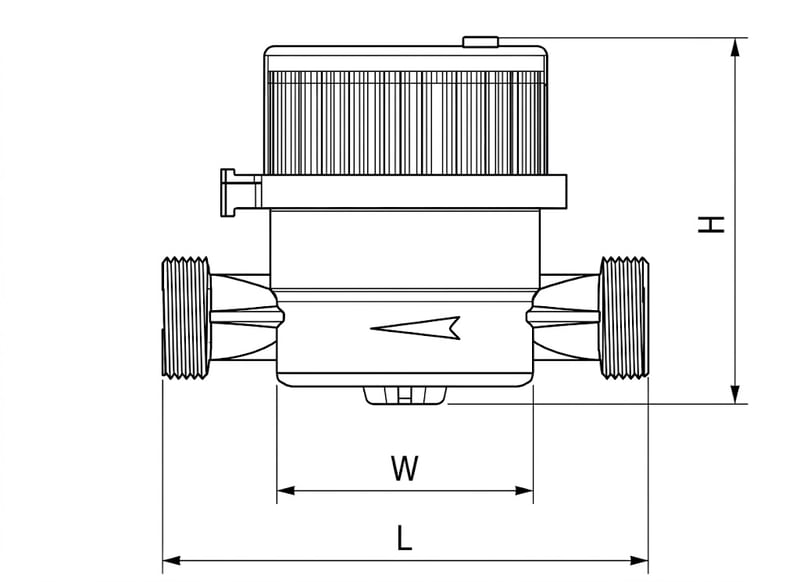 Габаритні розміри лічильника Baylan KK-12 DN 15