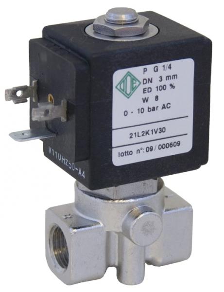 Электромагнитный клапан из нержавеющей стали ODE 21L2K1T15-XC N.C. 1/4" (PTFE)