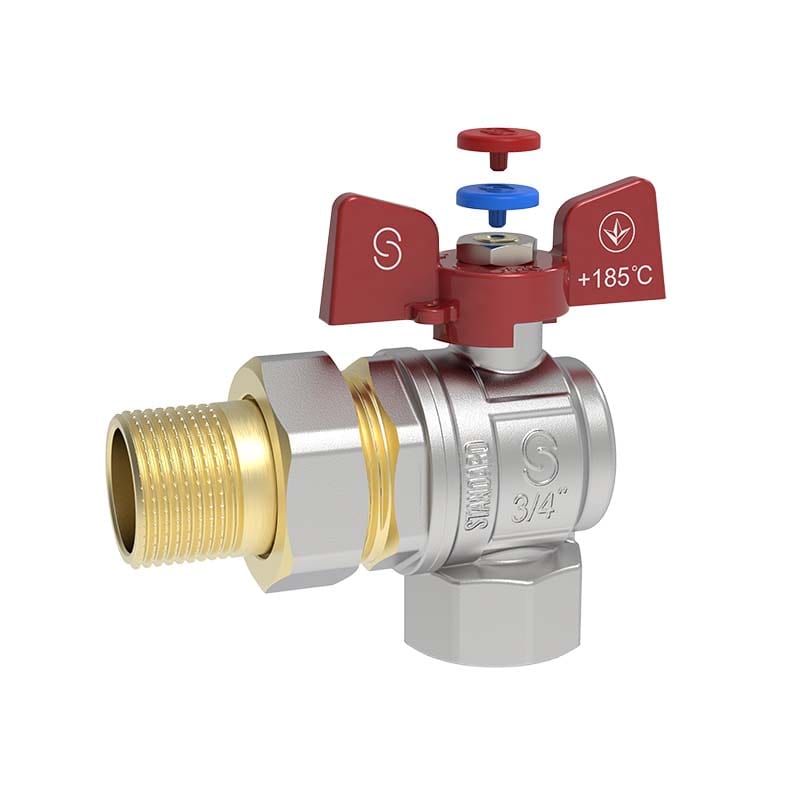Кран кульовий кутовий STANDARD DN 20 (3/4") з американкою В-З