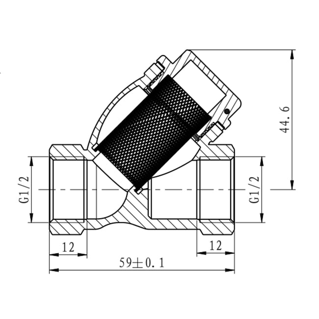 Фильтр для воды грубой очистки STANDARD DN 15 (1/2") — габаритные размеры