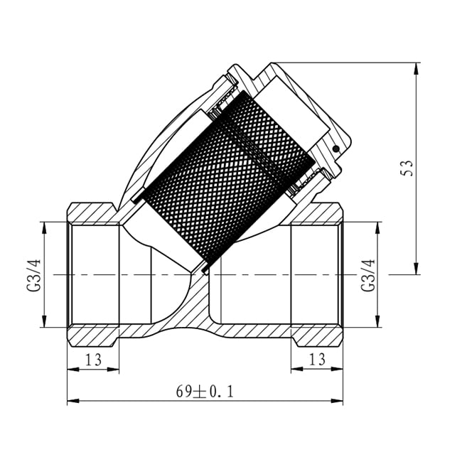 Фильтр для воды грубой очистки STANDARD DN 20 (3/4") — габаритные размеры