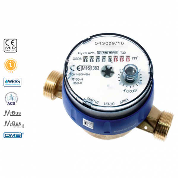Счетчик ХВ BMETERS GSD8-RFM 1/2” AF класс С c M-BUS (холодная вода)