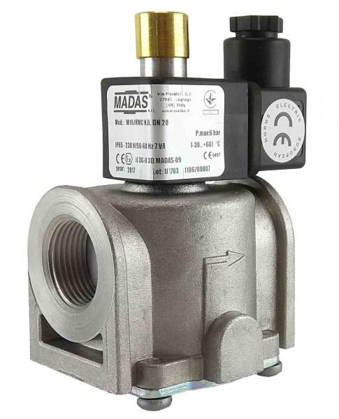 Електромагнітний клапан газовий MADAS M16/RMC N.C. DN20 Р0,5 (муфтовий) Н.З.