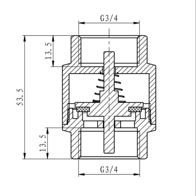 Обратный клапан STANDARD 20 (3/4") — габаритные размеры