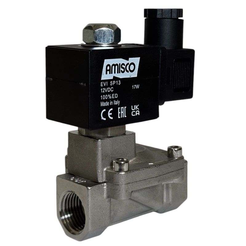 Электромагнитный клапан из нержавеющей стали FLUSO SV-15 N.C. 1/2" 0.5 - 20 bar 12VDC